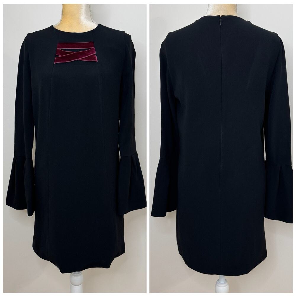 ALEXIS Josephine Bell Sleeves Mini Dress Size M Black Lined Long Sleeves